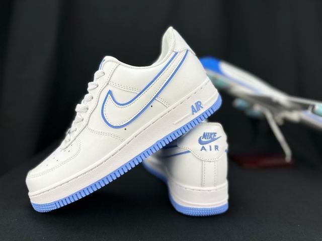 Cheap Nike Air Force 1 White Blue Double Swoosh Shoes Men and Women-12